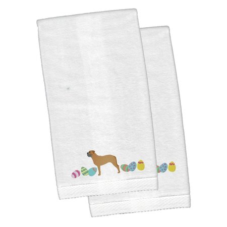 CAROLINES TREASURES Bullmastiff Easter White Embroidered Plush Hand Towel CK1619KTEMB
